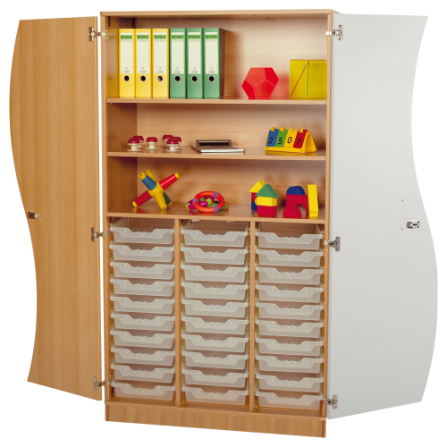 Produkt Bild Hochschrank mit Wellentüren, 30 flache ErgoTray Boxen & 2 Einlegeböden WS130S110B