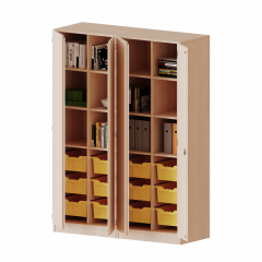 Produktbild ErgoTray Schrank, zweiteilig, vierreihig, 5 Ordnerhöhen - evo180 Serie E1415T2G3RMM