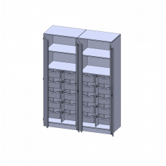 Produktbild ErgoTray Schrank, zweiteilig, vierreihig, 5 Ordnerhöhen - evo180 Serie E1415T3K2R