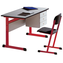 Produktbild Lehrertisch mit PU Kante, Unterbau mit Schub innen und Schloß 
